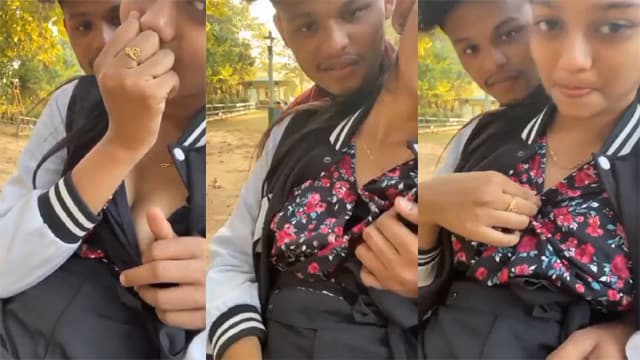 School Girl Sweet – BF Outdoor Boobs Squeeze Viral